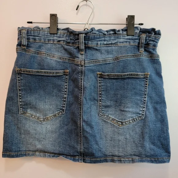Angel Kiss Denim Paper Bag Mini Skirt Size L - Picture 2 of 3